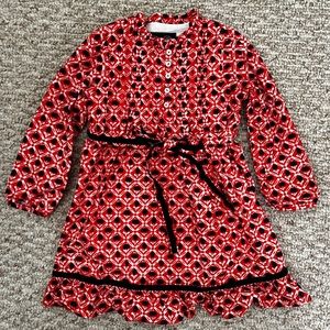 Baby Girl, 2T Red/Dark Blue Oscar De La Renta pleated tunic Dress